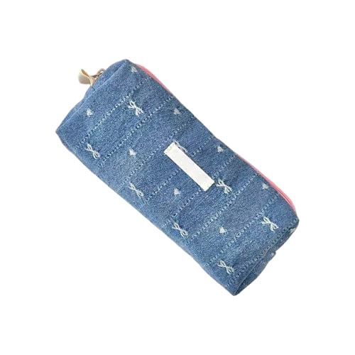 NPXUAMTJ Bowknot Stiftbeutel Mit Hoher Kapazität Jeans Bleistift Hülle Stift Organizer Reise Kosmetische Aufbewahrung Für Schüler Frauen Mädchen Pastell Süßigkeiten Farbstiftbeutel von NPXUAMTJ