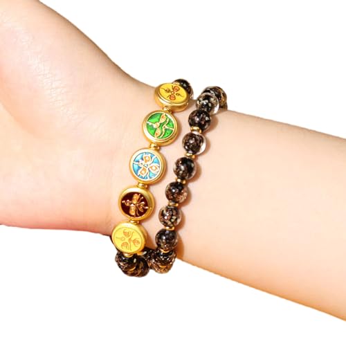 NPXUAMTJ Double Layer Night Leuchten Glasarmband Symbolisieren Wohlstand Und Vermögen Für Modeliebhaber Und Stylesuchende Handgefertigtes Glücksarmband von NPXUAMTJ