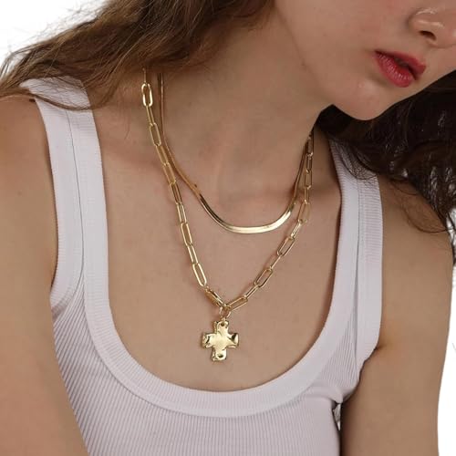 NPXUAMTJ Edelstahl Crucifix Anhänger Halskette Für Frauen Die Vintage Paperclip Fischgramm Schlangenkette Juwely Geschenk Frauen Mode Dicke Kruzifix Schmuck Schmuck Leisten von NPXUAMTJ