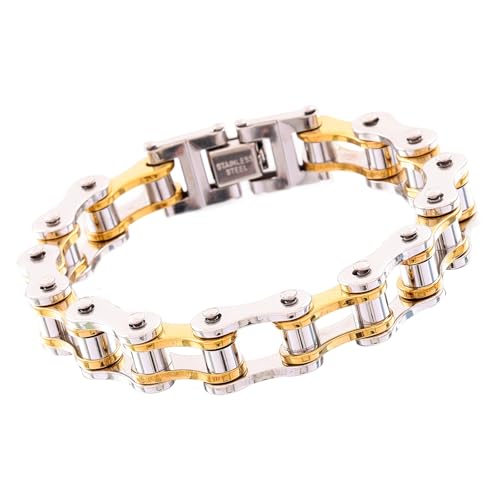 NPXUAMTJ Edelstahl Punk Motorradarmband Für Männer Sichern Schloss Bequemes Verschleiß Armreifen Bangelhand Armband Geschenk Für Ihn von NPXUAMTJ