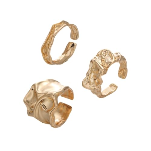 NPXUAMTJ Elegant 3 Ringe Pack Mit Einzigartigen Strukturierten Designs Vielseitiger Modeschmuck Für Trendige Frauen Damen Stilvolle Outfits von NPXUAMTJ