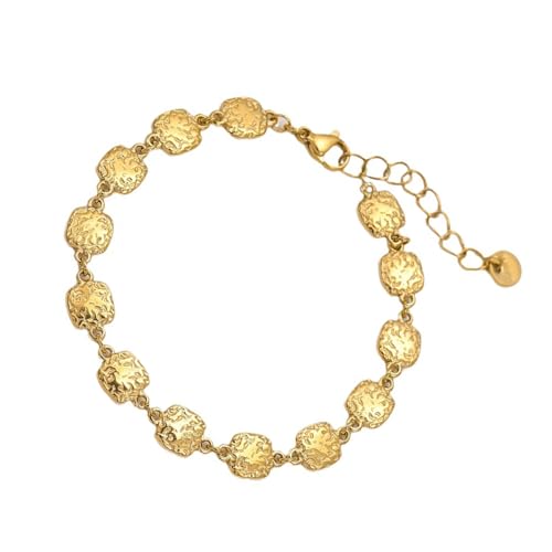 NPXUAMTJ Elegant Square Designs Gold Oder Silberarmbandschmuck Mit Gehämmertem Finish Perfekt Für Stilvolle Frauen Trendy Frauenschmuck von NPXUAMTJ