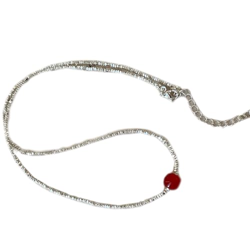 NPXUAMTJ Elegante Goldplattierte Pulloverkette Mit Achaten Herz Perlen Anhänger Vielseitigem Modezubehör Für Damen Casual Wear von NPXUAMTJ