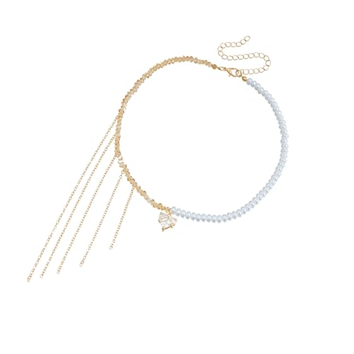 NPXUAMTJ Elegante Perlen Halskette Einzigartiger Nackenschmuck Herz Anhänger Halskette Legierung Textur Mode Für Mode Damen Daily Wear Anhänger von NPXUAMTJ