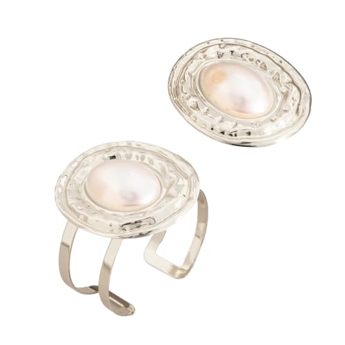 NPXUAMTJ Elegantes Ovales Armband Und Ringe Set Übertrieben Schmuck Mode Frauen Accessoires Für Tägliche Verschleiß Oder Abendpartys Eisen Und Kunstperlen von NPXUAMTJ