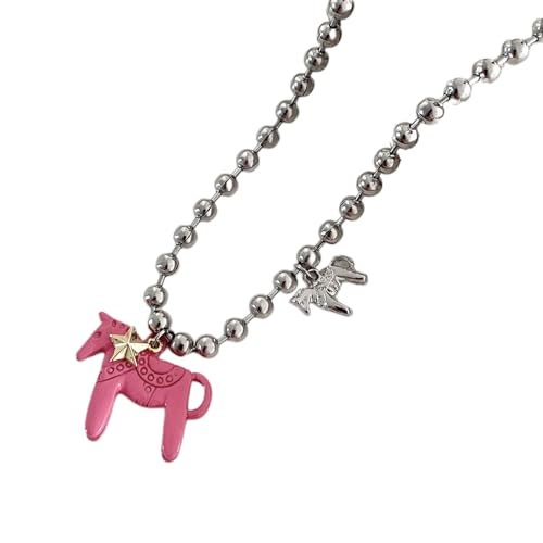 NPXUAMTJ Entzückende Pferdestaltung Edelstahl Halskette 44cm Kette 3 Farboptionen Neckketten Elegantes Geschenk Für Frauen Mädchen Süßes Pferdschmuck Geschenk Für Mädchen von NPXUAMTJ