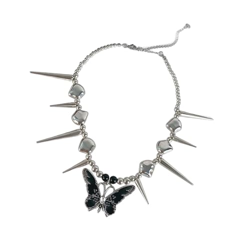 NPXUAMTJ Event Catching Statement Butterfly Niethalskette Einstellbare Länge Neckketten Handgefertigtes Schlüsselbeutel Kette Für Frauen Mädchen Gothic Halskette von NPXUAMTJ