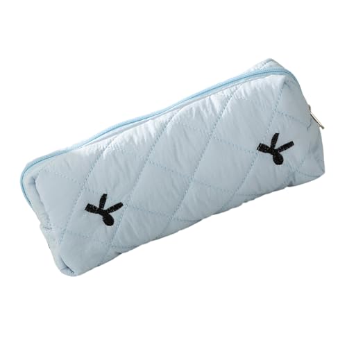 NPXUAMTJ Federmäppchen mit Schleifen-Motiv, hohe Kapazität, Federmäppchen, großes Fach, Organizer, Tasche, Reise-Kosmetik, großes Fassungsvermögen, Schüler-Federmäppchen, blau von NPXUAMTJ