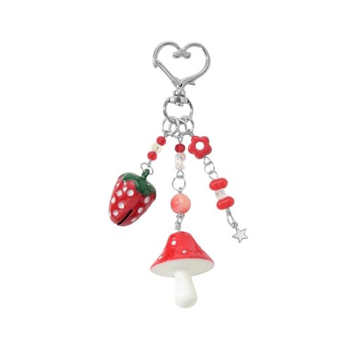 NPXUAMTJ Festivalbeutel Accessoire Weihnachten Schlüsselbund Strawberry Bells Pilz Star Charme Leichtes Harz Metal Geschenk Für Weihnachtsbeutel Charme Schlüsselinhaber von NPXUAMTJ