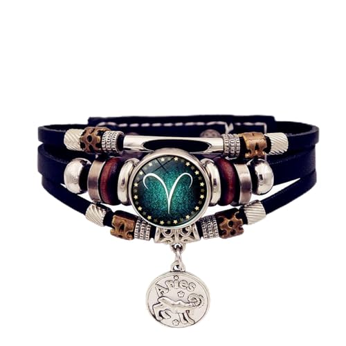 NPXUAMTJ Glühendes Zodiacs Armband 12 Sternbilder Designs Leichtes Synthetisches Leder Für Astronomieliebhaber PU Leder Sternbänder Armband Einstellbar von NPXUAMTJ