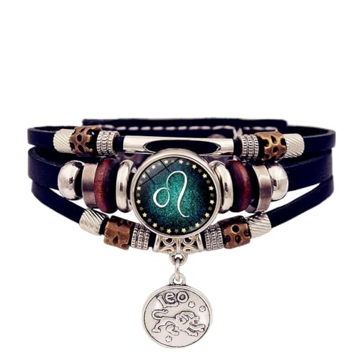 NPXUAMTJ Glühendes Zodiacs Armband 12 Sternbilder Designs Leichtes Synthetisches Leder Für Astronomieliebhaber PU Leder Sternbänder Armband Einstellbar von NPXUAMTJ
