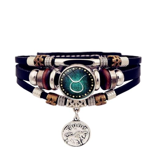 NPXUAMTJ Glühendes Zodiacs Armband 12 Sternbilder Designs Leichtes Synthetisches Leder Für Astronomieliebhaber PU Leder Sternbänder Armband Einstellbar von NPXUAMTJ