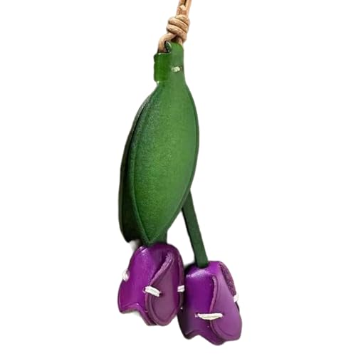 NPXUAMTJ Handgefertigter Echter Leder Blumencharm Trendy Leder Blütenschlüsselhaltertasche Zauberhängedekoration Für Moderne Frauen von NPXUAMTJ