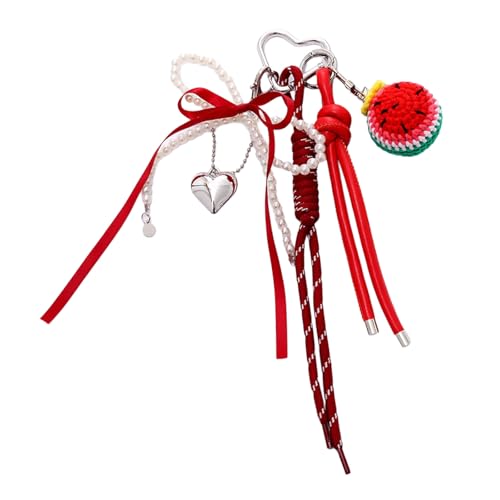 NPXUAMTJ Handgefertigter Häkelschlüsselkette Mit Erdbeer Bluebells Design Praktischer Gewebter Charme Für Rucksackbetriebsgeschenke Netter Frucht Themengeschenk Anhänger von NPXUAMTJ