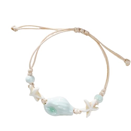 NPXUAMTJ Handgefertigter Keramikschalen Armreifen Einstellbarer Handgelenk Schmuck Einzigartiges Stranddesign Armband Für Mädchen Heiße Tageszubehör von NPXUAMTJ