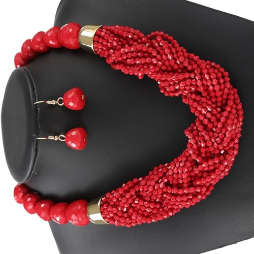 NPXUAMTJ Handgefertigter Multitier Perlen Schmuckset Robuste Plastik Halskette Und Drop Ohrringe Festival Tragen Accessoires Buntes Perlen Festival Schmuckset Set von NPXUAMTJ