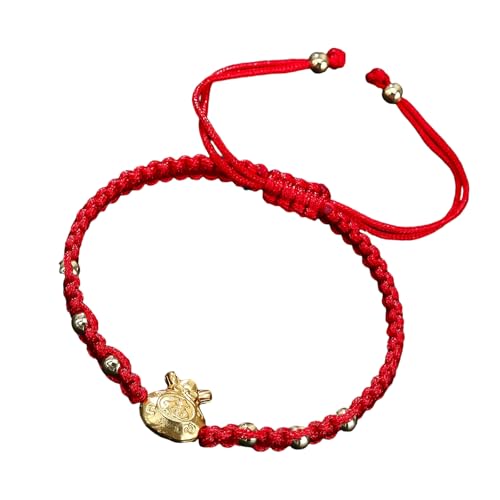 NPXUAMTJ Handgefertigtes Rotes Kabelarmband Mit Glücksknotenanhänger Und Glocken Für Neujahrssegen Und Täglich Transportieren Traditionelles Handgewebtes Kabelarmband von NPXUAMTJ