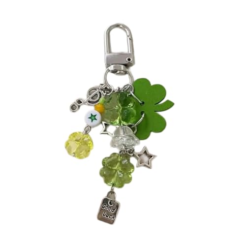 NPXUAMTJ Handgefertigtes Telefon Charme Vier Blatt Gras Telefon Lanyard Stilvoller Schlüsselanhänger Tasche Accessoire Für Verschiedene Anlässe Handgefertigter Perlencharme von NPXUAMTJ