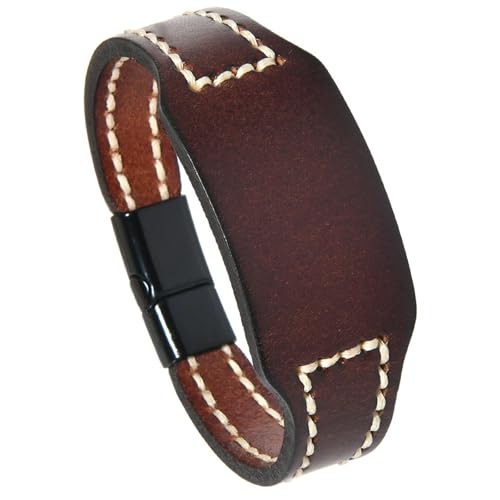 NPXUAMTJ Handwerksgenähte Ledermanschette Armband Anpassbare Größe Für Moderne Lebensstil von NPXUAMTJ