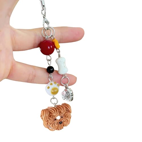 NPXUAMTJ Harzhund Perlenanhänger Keychain Mode Keyring Trendy Kameratasche Verzierung Unique Telefonkettenzubehör von NPXUAMTJ