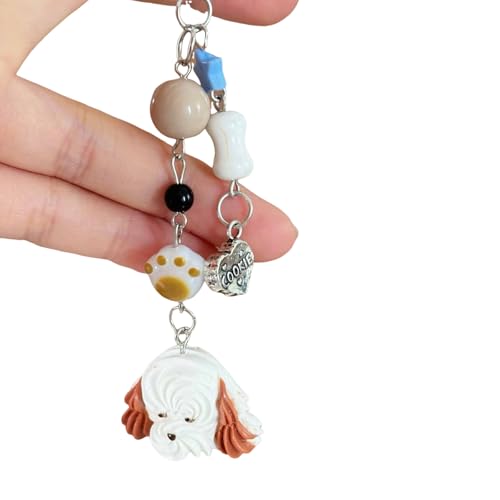 NPXUAMTJ Harzhund Perlenanhänger Keychain Mode Keyring Trendy Kameratasche Verzierung Unique Telefonkettenzubehör von NPXUAMTJ