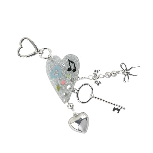 NPXUAMTJ Herzschlüsselanhänger Bowknot Anhänger Acrylschlüsselkette Bunte Mode Schlüsselschmuck Legierung Textur Perfekt Für Trendige Mädchen von NPXUAMTJ