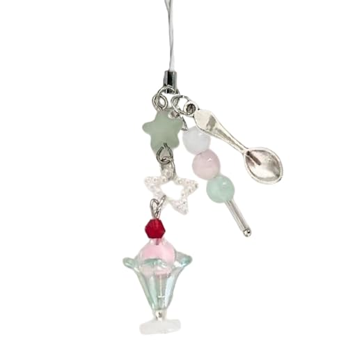 NPXUAMTJ Ice Cream Theme Phone Lanyard Multifunktionales Telefongurtbeutel Anhänger Harz Textur Für Modische Jugendliche Personen Harzgurt von NPXUAMTJ