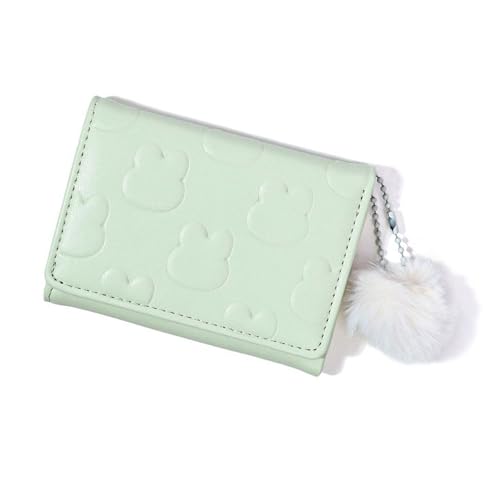 NPXUAMTJ Kleine kompakte Geldbörse für Damen, PU-Leder, Clutches, Kartenhalter, Damengeldbeutel, Clutches, dreifach gefaltete Geldbörsen, kurze Geldbörse, grün, Mass Beauty von NPXUAMTJ