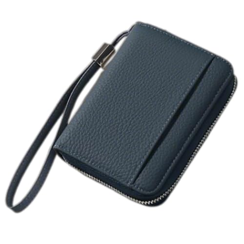 NPXUAMTJ Kreditkartenetui Kunstleder kurze Geldbörse mit mehreren Fächern Reißverschluss Münzfach für Damen, marineblau von NPXUAMTJ