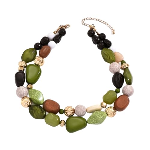NPXUAMTJ Künstlerisch Vintage Inspirierte Dicke Perlenkragen Halskette Mit Gemischtem Charme Und Verstellbares Verschluss Design Schmuck Handgefertigtes Festival von NPXUAMTJ