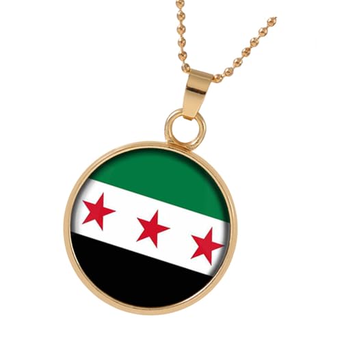 NPXUAMTJ Landflaggen Anhänger Halskette Syrien Charme Heckketten Modische Krapfen Neckschmuck/Bag Schlüsselring Für Männer Frauen Perlenkette Designing von NPXUAMTJ
