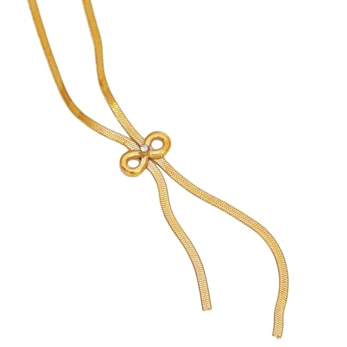 NPXUAMTJ Leichtes Gold Bowknot Und Perlen Quasten Halskette Allergie Resistent Edelstahl Für Tägliche Verwendung Partys Edelstahl Halskette Für Tägliche Verschleiß von NPXUAMTJ