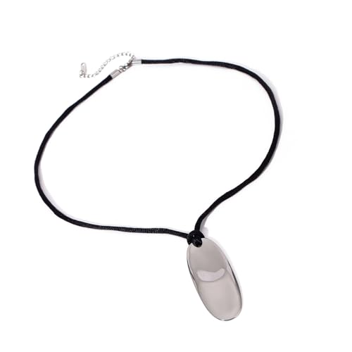 NPXUAMTJ Leichtes Metallkonvex Ovaler Halskette Mit Einstellbarem Schwarzem Seil Modischer Wasserdichte Schmuck Vielseitige Accessoire Geometrische Halskette von NPXUAMTJ