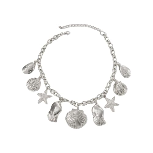NPXUAMTJ Marine Theme Anhänger Halskette Shell Anhänger Schlüsselbeinkette Für Frauen Urlaub Schmuck Strand Accessoire Multi Layering Strand Urlaub Halskette von NPXUAMTJ