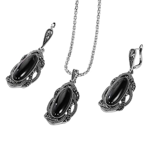 NPXUAMTJ Mehrzweck Steinohrringe Und Halskette Set Für Frauen Böhmische Stile Mit Vintage Tibetischen Handwerksbedarf von NPXUAMTJ