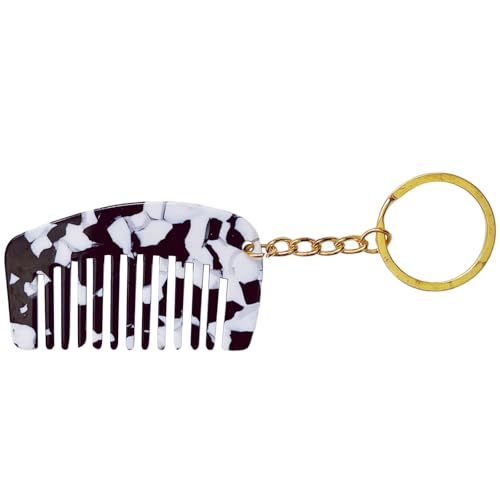NPXUAMTJ Miniaturkamm Anhänger Keychain Acetat Gold/Silber Schlüsselringe Alltagshaarerhaltungsmittel Für Frauen Und Mädchen von NPXUAMTJ