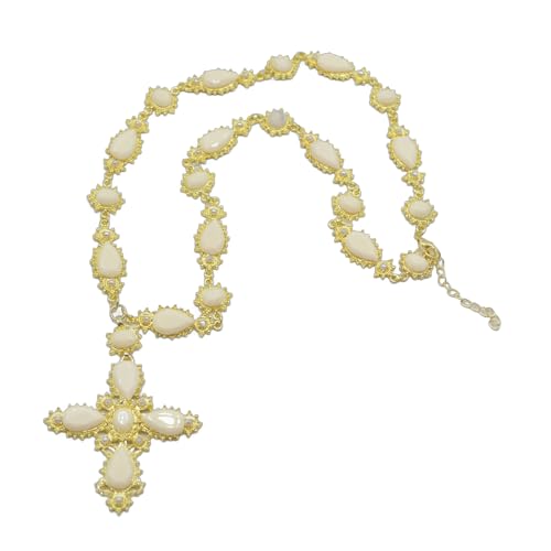 NPXUAMTJ Mode Damen Halskette Colored Edelstones Crucifix Anhänger Choker Verstellbarer Neckketten Für Partys Und Event von NPXUAMTJ