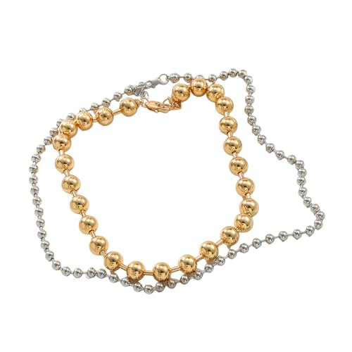 NPXUAMTJ Mode Frauen Mit Doppelter Schicht Halsketten Metallkugeln Perlen Neckchain Stapelbare Krawatten Für Partys Und Formelle Veranstaltung von NPXUAMTJ
