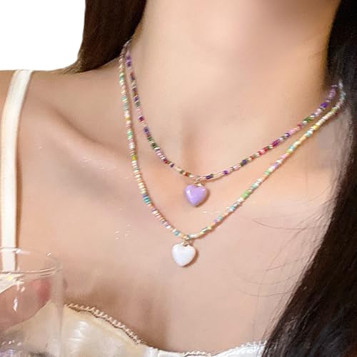 NPXUAMTJ Mode Robuste Perlenmaterialien Lieben Herz Halskette Schmuck Accessoire Für Frauen Seeki Spaß Und Elegante Stile von NPXUAMTJ