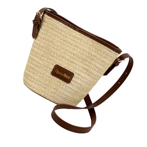 NPXUAMTJ Mode Stroh Gewebte Umhängetaschen Trendige Handtaschen Große Kapazität Summers Strandbeutel Lässige Geldbörsen Für Frauenstrohhandtasche Lässig Gewebte Strandtasche Toted von NPXUAMTJ