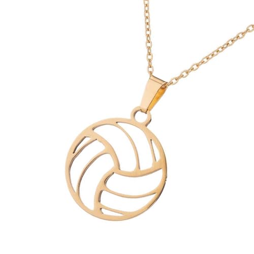 NPXUAMTJ Moderne Volleyball Design Edelstahl Anhänger Halskette Verstellbares Neckkettenleichter Stilvoller Accessoire Elegant Edelstahl Sportkette Halskette von NPXUAMTJ