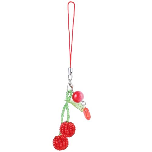 NPXUAMTJ Modische Perlenkirschen Hängen Anhänger Telefon Charme Lanyard Tasche Schlüsselbeutel Dekoration Brieftasche Anhänger von NPXUAMTJ