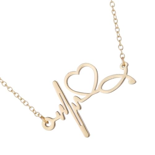 NPXUAMTJ Modische Schlüsselbeutelkette Anhänger Halskette Mit EKG Heartbeat Design Edelstahl Colarbone Kette Geschenk Sinnvolles Geschenk von NPXUAMTJ