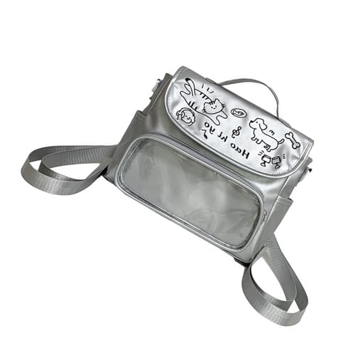 NPXUAMTJ Modische Umhängetasche PU Leder Messengerbeutel Mit Klaren Display Designs Trendy Streetwear Accessoire Für Jugendliche Mädchen Display Rucksack von NPXUAMTJ