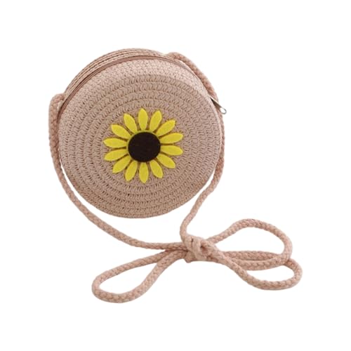 NPXUAMTJ Natürliche Strohkreuzkörperbeutel Für Kinder Mit Verstellbarem Riemen Kompaktes Design Für Münzschlüssel Essentielle Kinder Party Accessoire Tasche von NPXUAMTJ