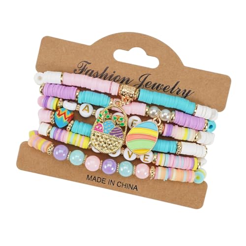 NPXUAMTJ Osterkaninchen Eggs Designs Polymers Tonarmbänder Set Von 6 Bequemen Verschleiß Und Langjähriger Verwendung Für Alle Altersgruppen NPXUAMTJ Osterkaninchen Eggs Designs Polymers Tonarmbänder Set Von 6 Bequemen Verschleiß Und Langjähriger Verwendung Für Alle Altersgruppen von NPXUAMTJ