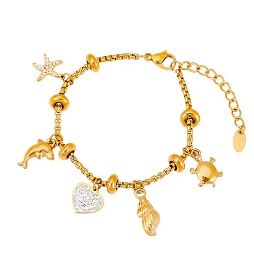 NPXUAMTJ Schmuckarmband Austauschbares Gold Silber Edelstahl Bordsteinkette Mit Kristall Verzierungen Unisex Accessoire Sun Moon Ozean Inspiriertes Modearmband von NPXUAMTJ