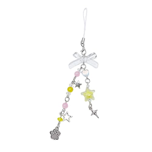 NPXUAMTJ Schöner Perlen Telefon Charme Bowknot Kette Keyring Mode Accessoire Bag Anhänger Keyring Für Telefone Und Rucksäcke von NPXUAMTJ