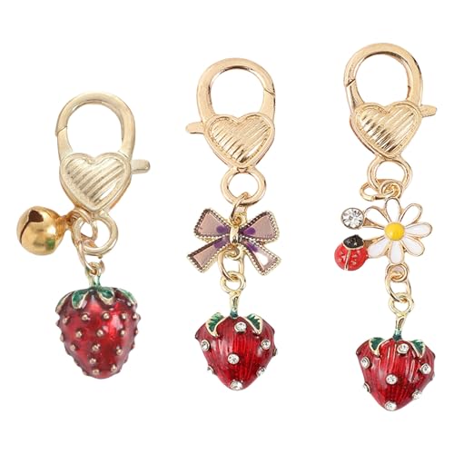NPXUAMTJ Set Von 3 Faux Strawberry Pendelled Keychains Key Accessoire Leichtes Schlüsselhalter Frauen Mode Bag Accessoires von NPXUAMTJ