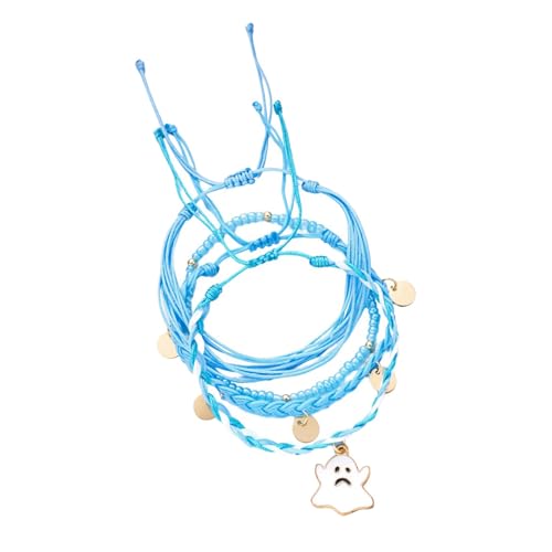 NPXUAMTJ Stapelbares Halloween Armband Mehrschichtige Reisperlendesign Kürbisspesche Charme Lebendige Farben Verstellbarer Handgelenk Schmuck Geschenk Mehrschichtperlen Armband von NPXUAMTJ